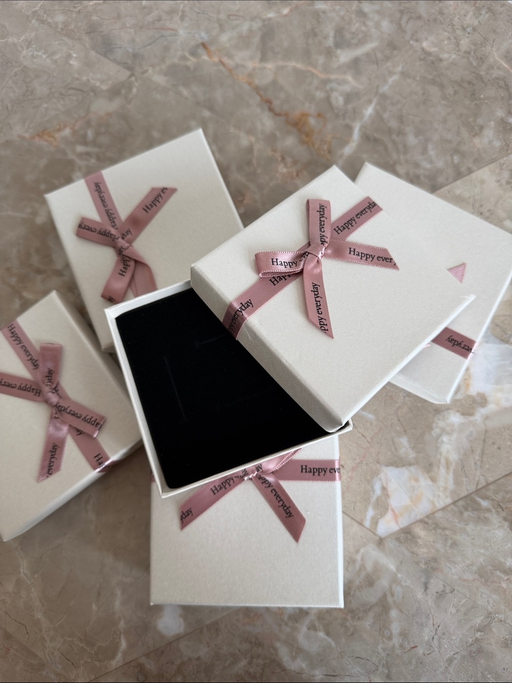 Elegant Pink Ribbon Jewelry Gift One Box Empty gift boxes for jewelry